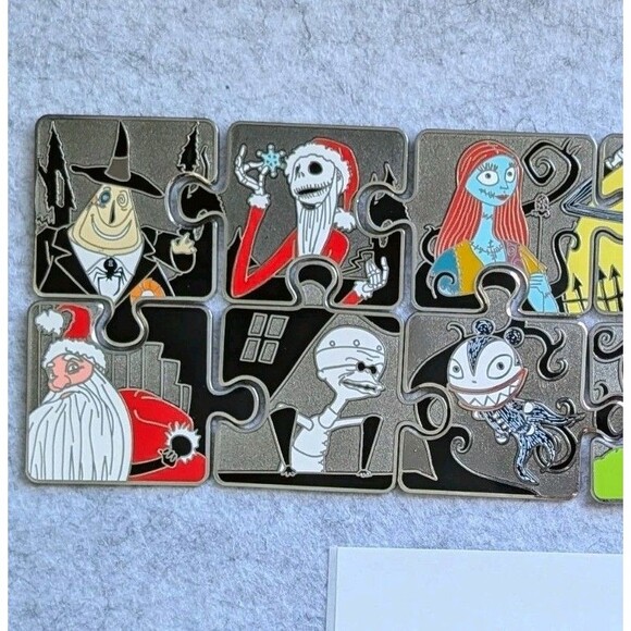 Nightmare Before Christmas Character Connection Puzzle Pin Set Chasers Complete - Picture 3 of 4
